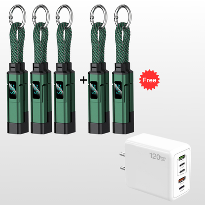 🔥🔌 4-in-1 Charging Cable with Digital Display & Keychain – Fast-Charging, Kink-Resistant & Compact