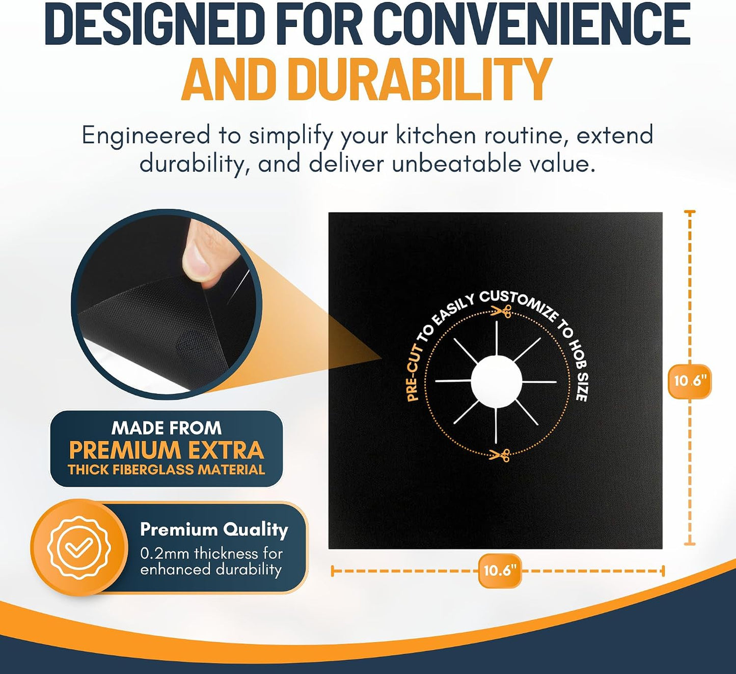 ♻️ Reusable Gas Stove Burner Liners – Cut-to-Fit Stove Protector Mats, 4-Pack