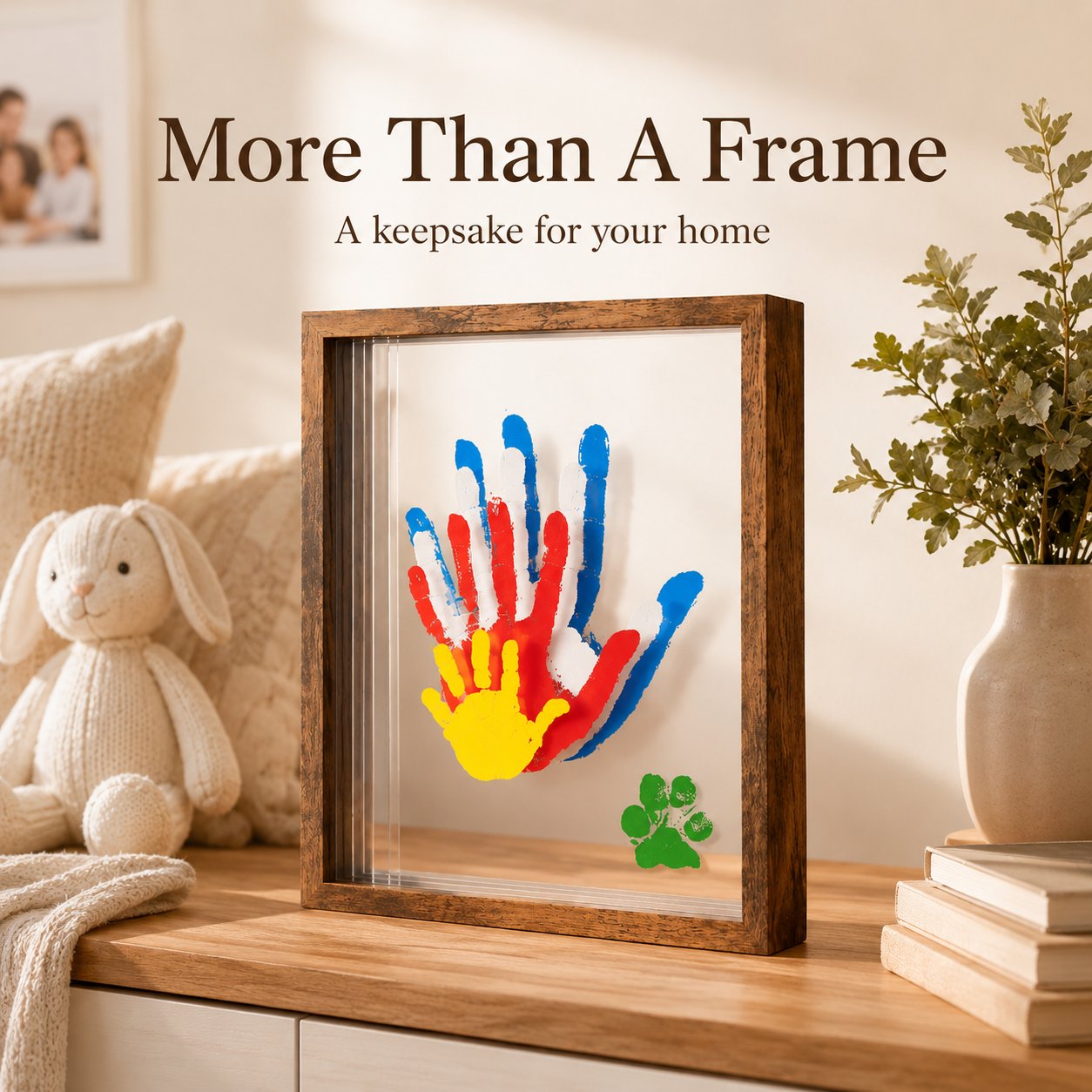 ❤️Wooden Transparent Handprint Frame Set, DIY Family Memorial Gift Kit