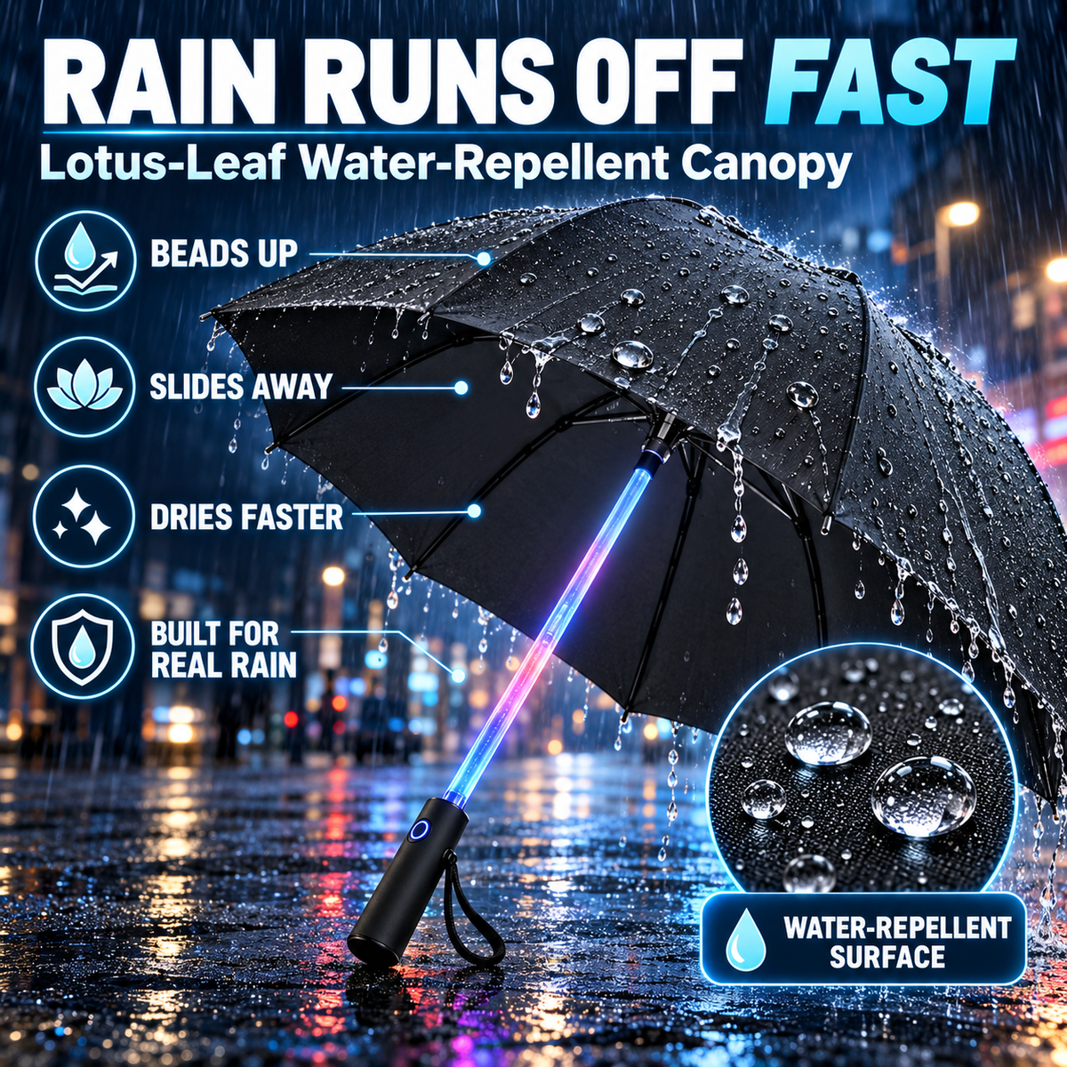 🌧️ 49% OFF Color-Changing LED Umbrella ✨ Turn Every Rainy Night Into A Light Show