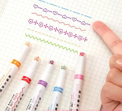 [6 PCS]Flower outline pen, fluorescent curve pen