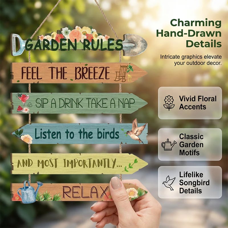 🪄Rustic Wooden Garden Hanging Sign Wall Decor Plaque