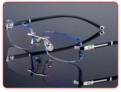 🔥Ultra-lightweight rimless reading glasses with diamond-cut lenses.