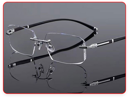 🔥Ultra-lightweight rimless reading glasses with diamond-cut lenses.