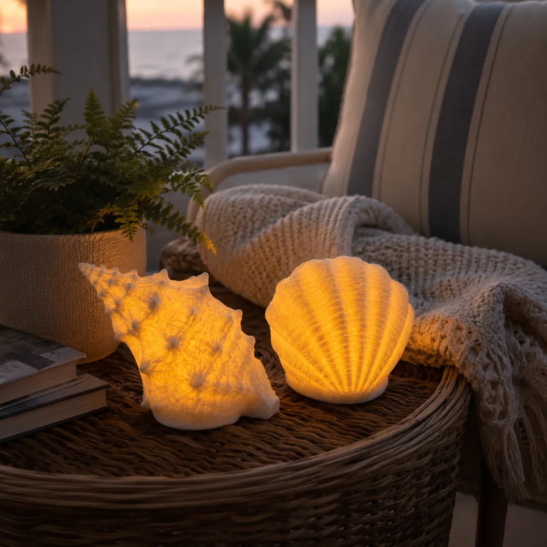 Coastal Afterglow Shell & Conch Light Set