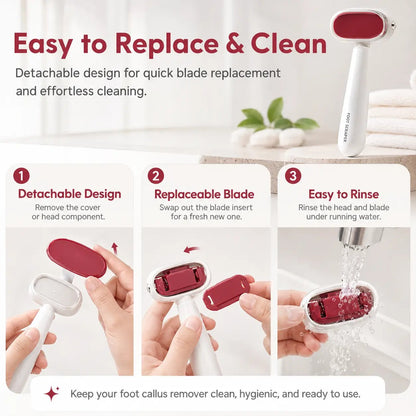 🔥Last Day 50% OFF - Dual‑Sided Foot Callus Remover, Replaceable Stainless Steel Blade Foot Scraper 🦶