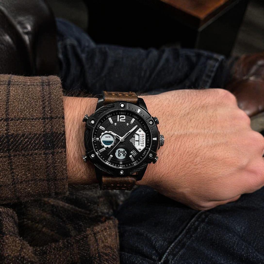 🔥Multifunctional Dual Display 3ATM Waterproof Men's Quartz Sports Watch