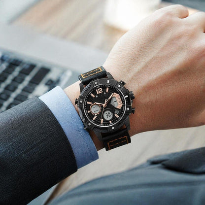 🔥Multifunctional Dual Display 3ATM Waterproof Men's Quartz Sports Watch