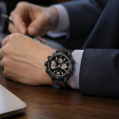 🔥Multifunctional Dual Display 3ATM Waterproof Men's Quartz Sports Watch