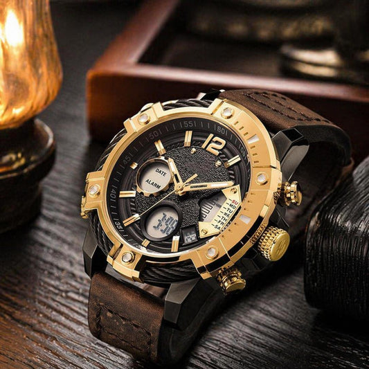 🔥Multifunctional Dual Display 3ATM Waterproof Men's Quartz Sports Watch