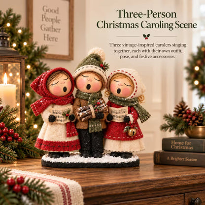 🎄 Vintage Christmas Carolers Figurine | Cozy 3-Person Tabletop Holiday Decor 🎶