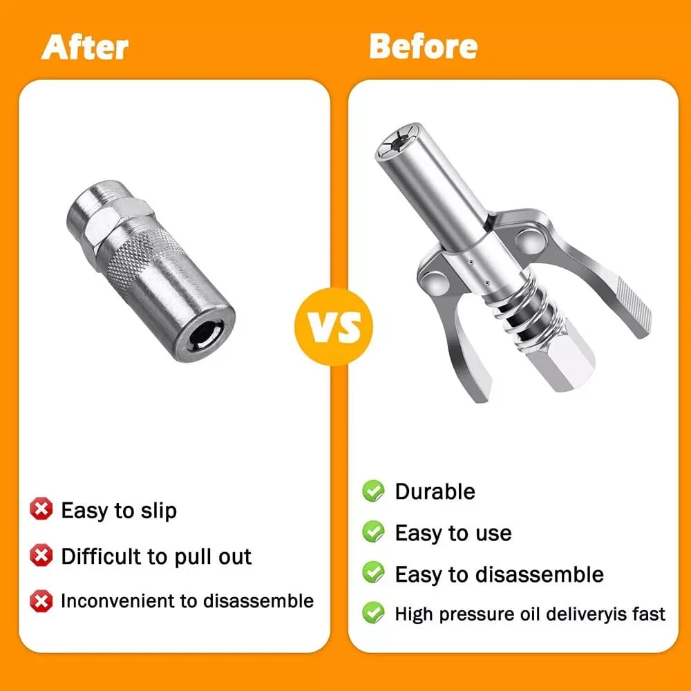 17000PSI 6-Jaw Stainless Steel Leak-Proof Universal Grease Gun Coupler