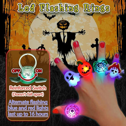 🔥🎃Spooky Season Hot Sale 50% OFF:£10.99‼️✨LED Light Halloween Glowing Ring 💍| Flashing Light‑Up Party Favor for Halloween Night👻