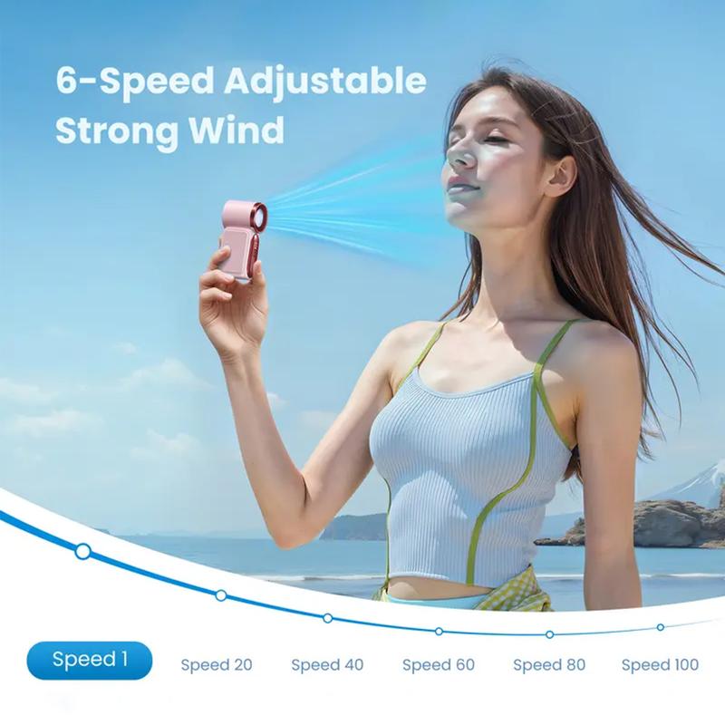 💨Mini Handheld Fan with LED Display –👍5-Speed Turbo Pocket size Fan.✨USB Rechargeable, High-Speed Cooling for Travel & Makeup. Perfect  Gift.  Portable Refrigeration