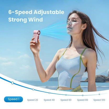 💨Mini Handheld Fan with LED Display –👍5-Speed Turbo Pocket size Fan.✨USB Rechargeable, High-Speed Cooling for Travel & Makeup. Perfect  Gift.  Portable Refrigeration