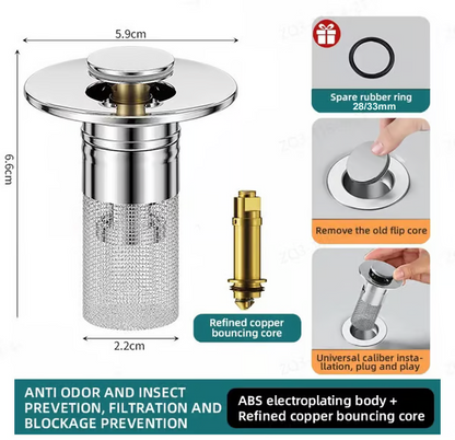 🔥Last Day Promotion 45% OFF🏆Pop Up Sink Drain Strainer----🛀Removes odors and prevents blockages
