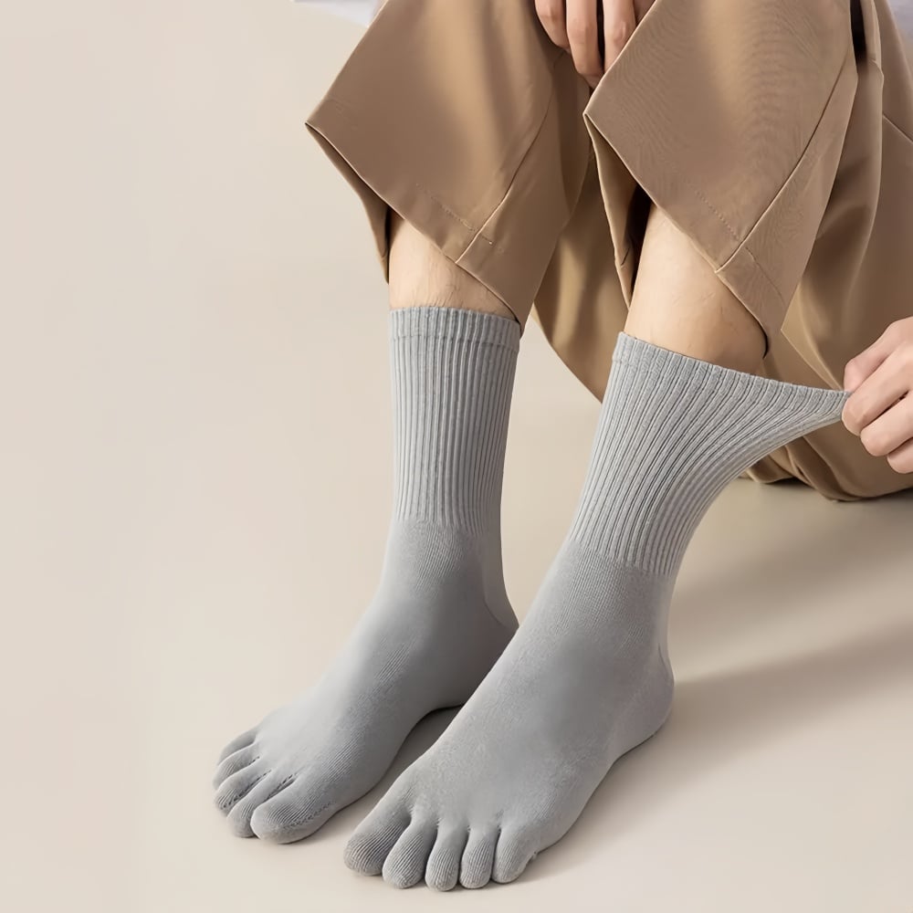 Five‐Toe Cotton Socks — Odor‐Control & Breathable