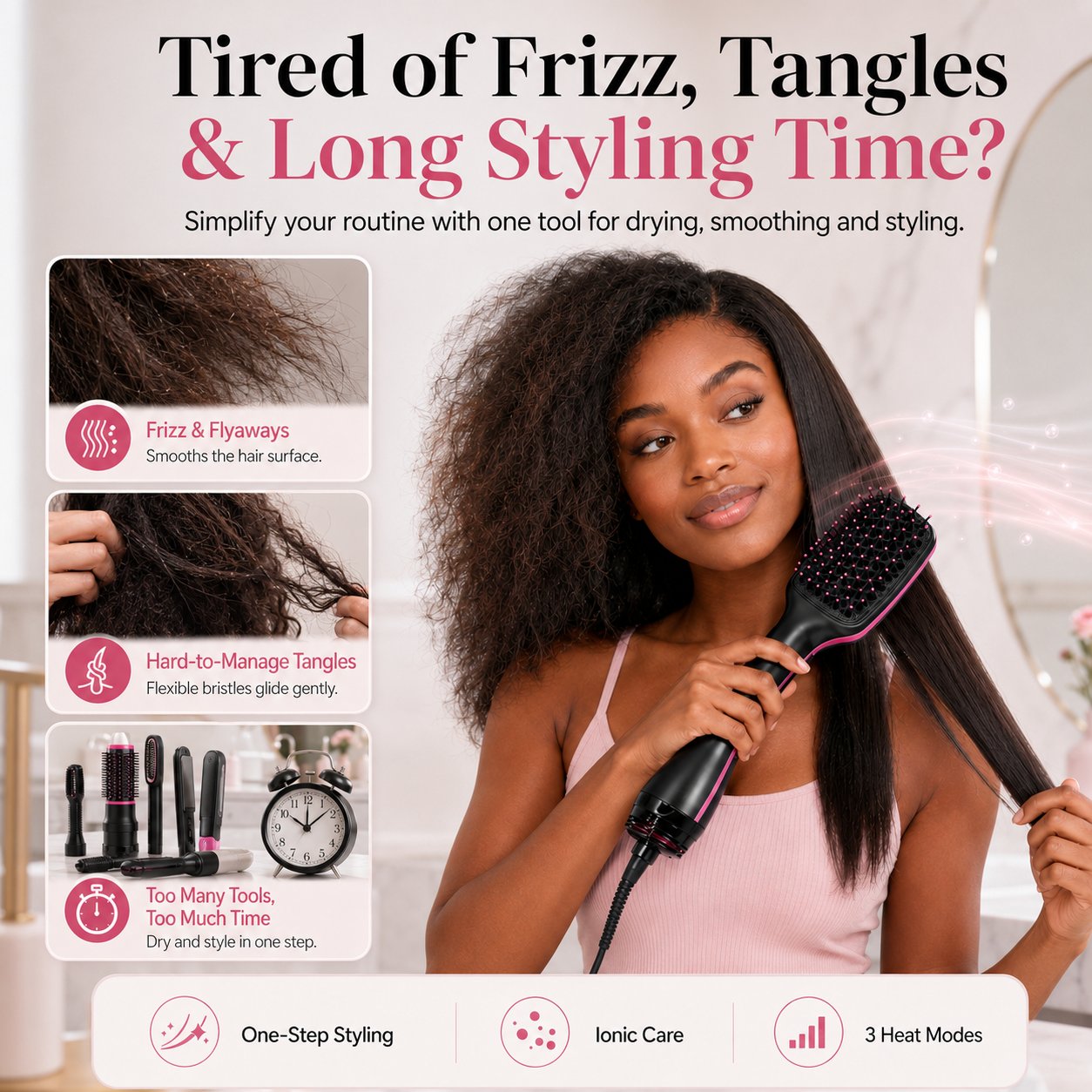 🔥Ionic Hair Dryer and Styler Brush for Straight Hair, Waves & Curls