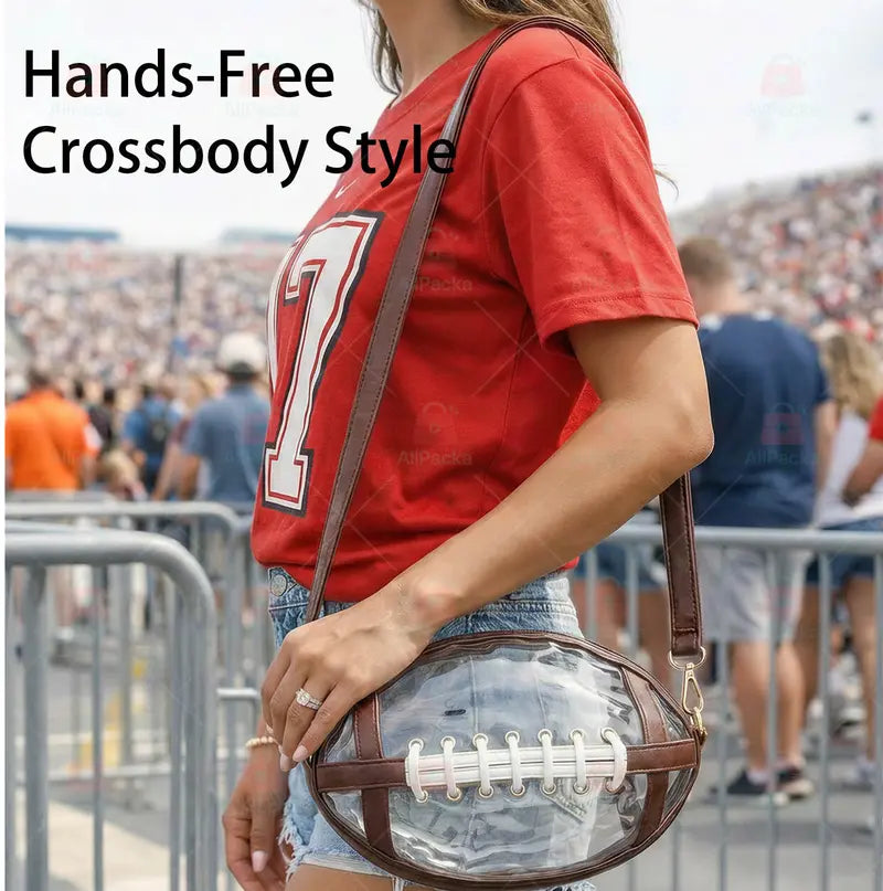 Transparent football-shaped crossbody bag
