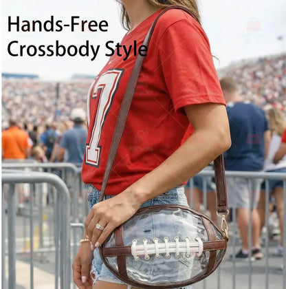 Transparent football-shaped crossbody bag