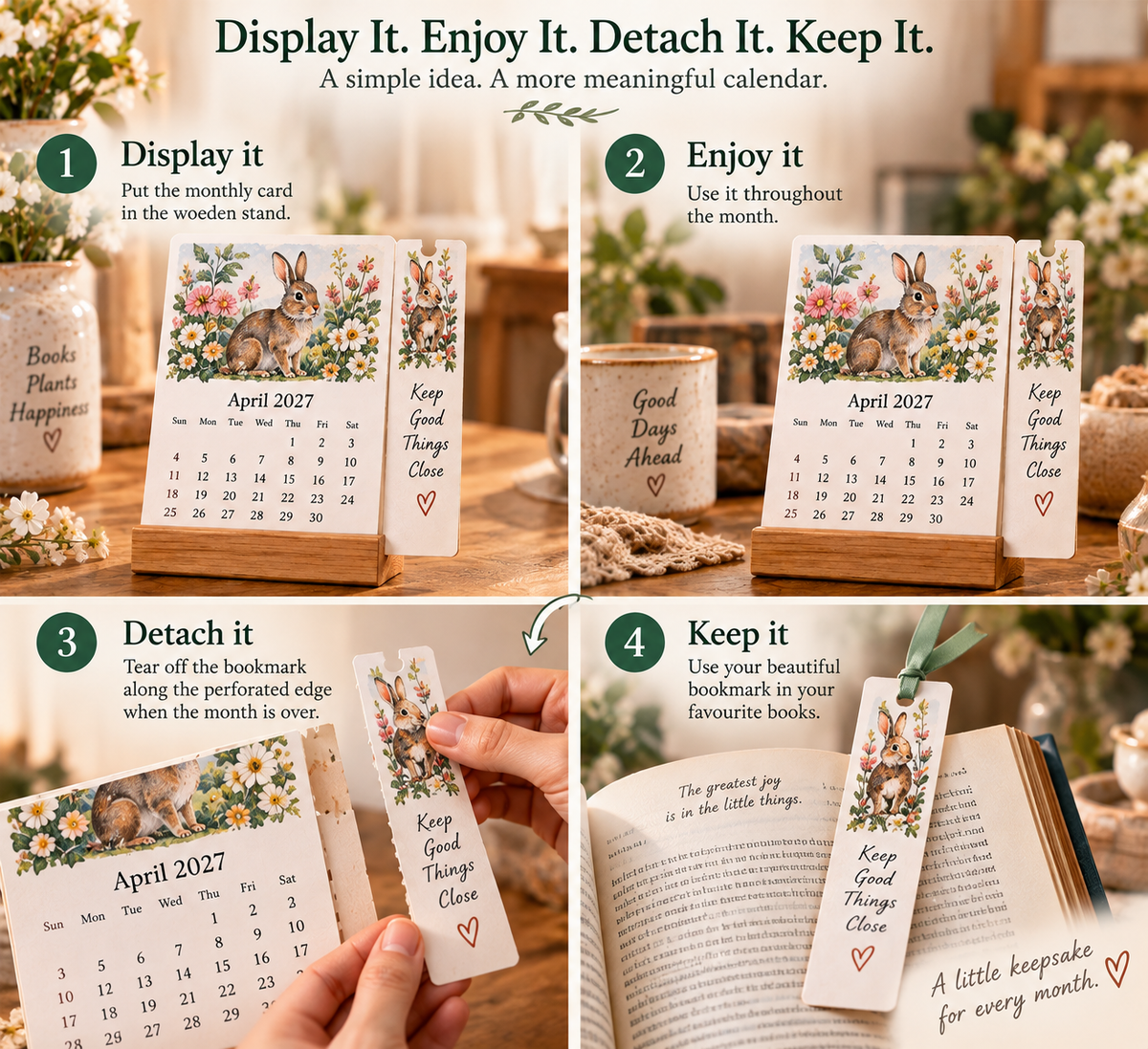 🌸 2027 A Year of Little Keepsakes – 12-in-1 Bookmark Calendar