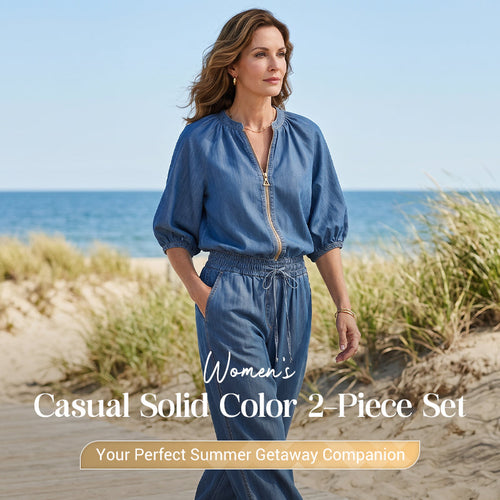 🔥 Hot sale 44% OFF🔥Women's Solid Color 2-Piece Casual Tracksuit Set