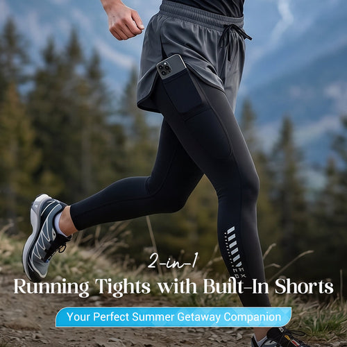 🏃‍♂️ LIMITED-TIME 40% OFF! ✨ Men's 2-in-1 Running Tights with Shorts – Compression, Quick-Dry ✨