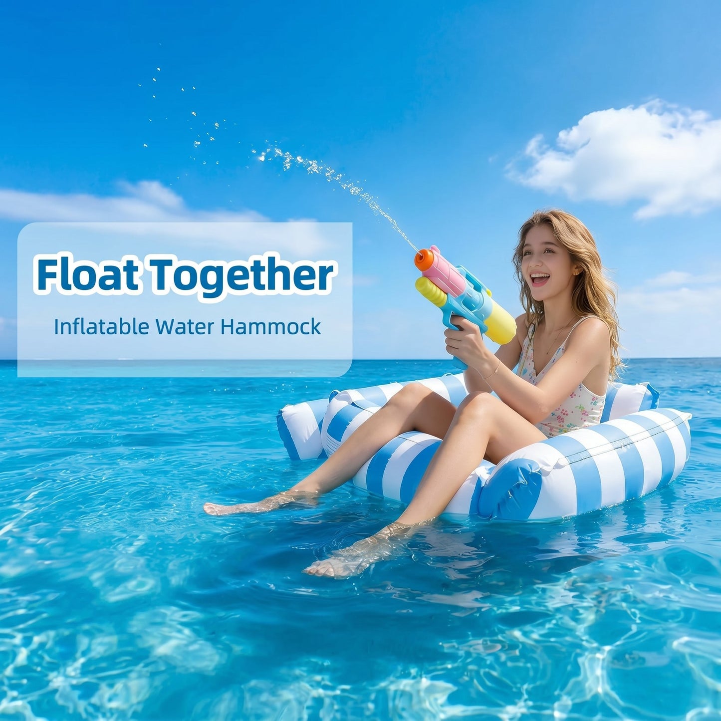 🛟(With air pump!!)🔥4-in-1 Inflatable Water Hammock – Pool Floating Lounge Chair & Swimming Bed