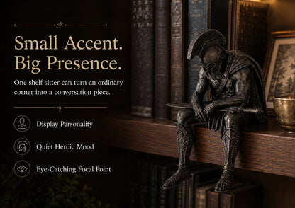 ⚔️ Ancient Greek Warrior Shelf Sitter – Unique Bookshelf Decor