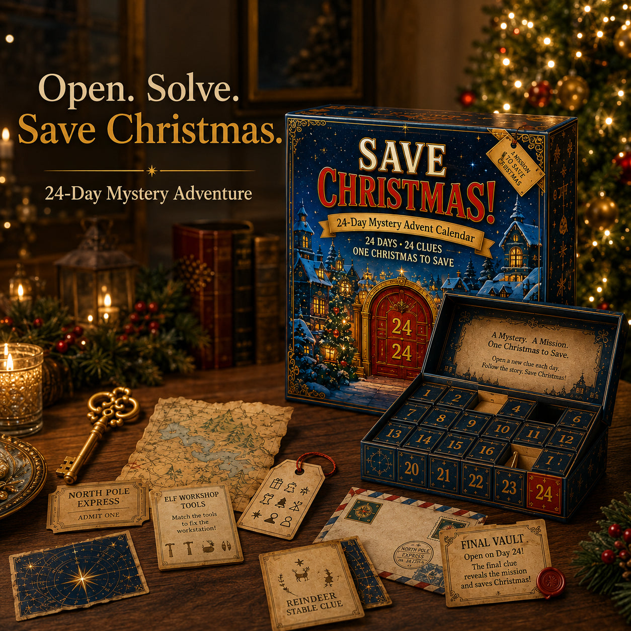 ⏳ Last Day 49% OFF – 24-Day Mystery Adventure Advent Calendar Collection | 24 Clues, Hands-On Puzzles & One Final Reveal