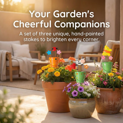 🪴Set of 3 Metal Flower Pot Garden Stakes