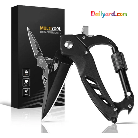 💥All-in-One Carabiner Multi Tool – Compact EDC Keychain with Knife & Screwdriver