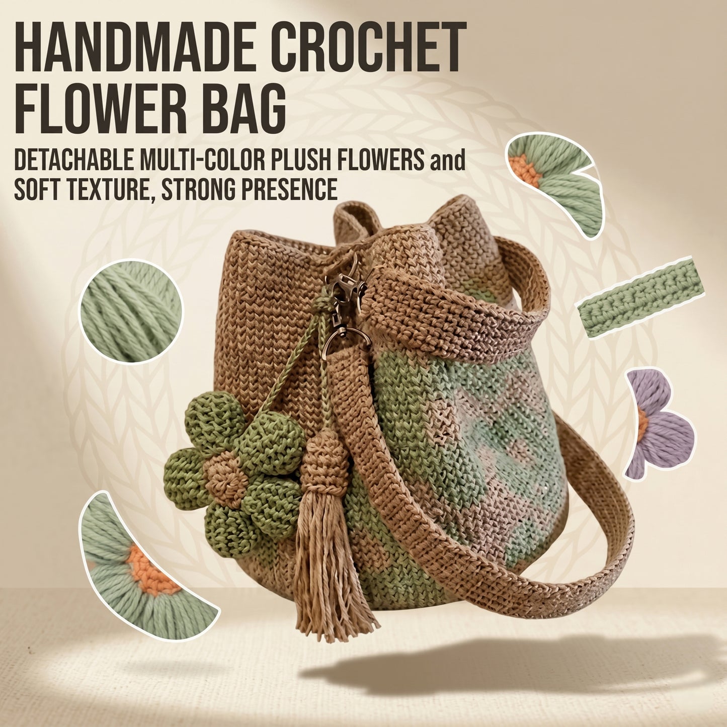 🌼✨Hand-crocheted floral tote bag 🌼✨