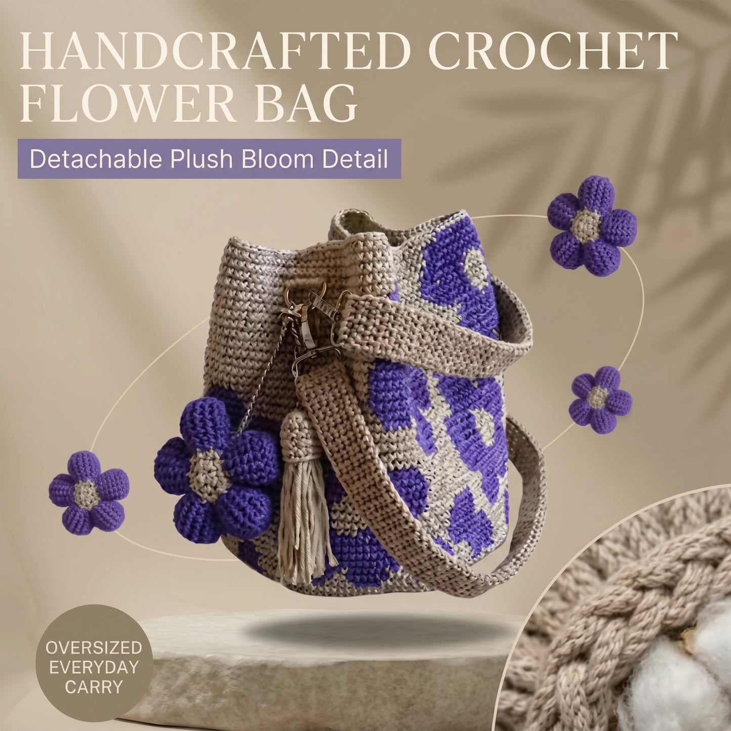 🌼✨Hand-crocheted floral tote bag 🌼✨