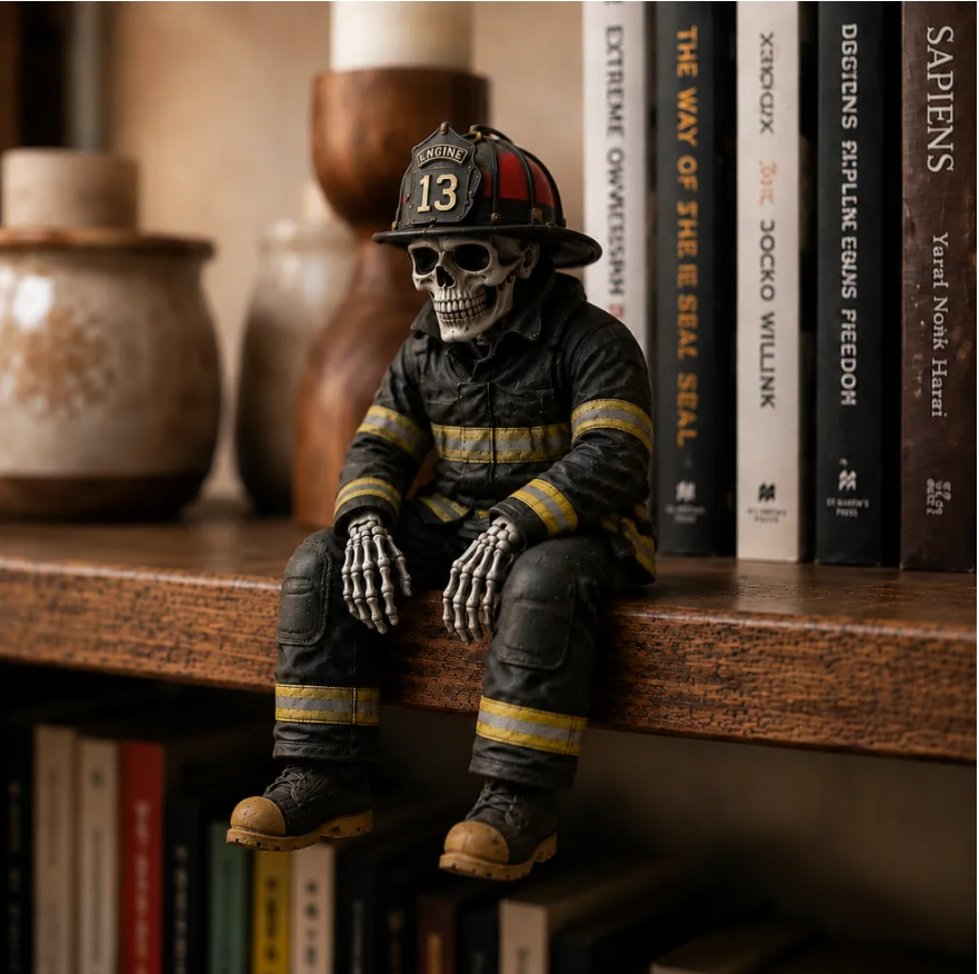 “This Is My Happy Place” Skeleton Bookshelf Decor