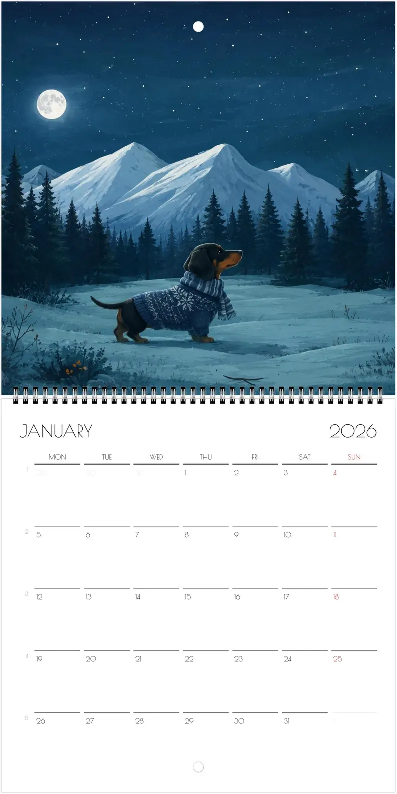 2027 Doxie Doing Things Calendar, Funny Year Of 2027 Dachshund Calendar