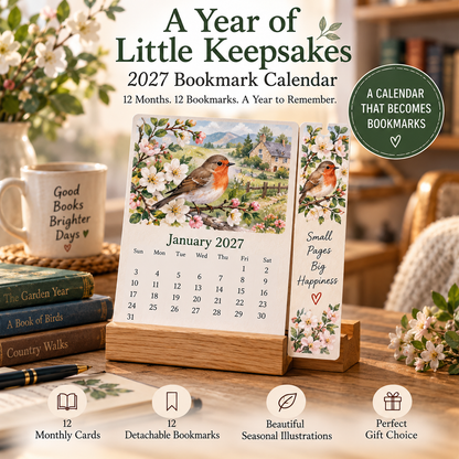 🌸 2027 A Year of Little Keepsakes – 12-in-1 Bookmark Calendar