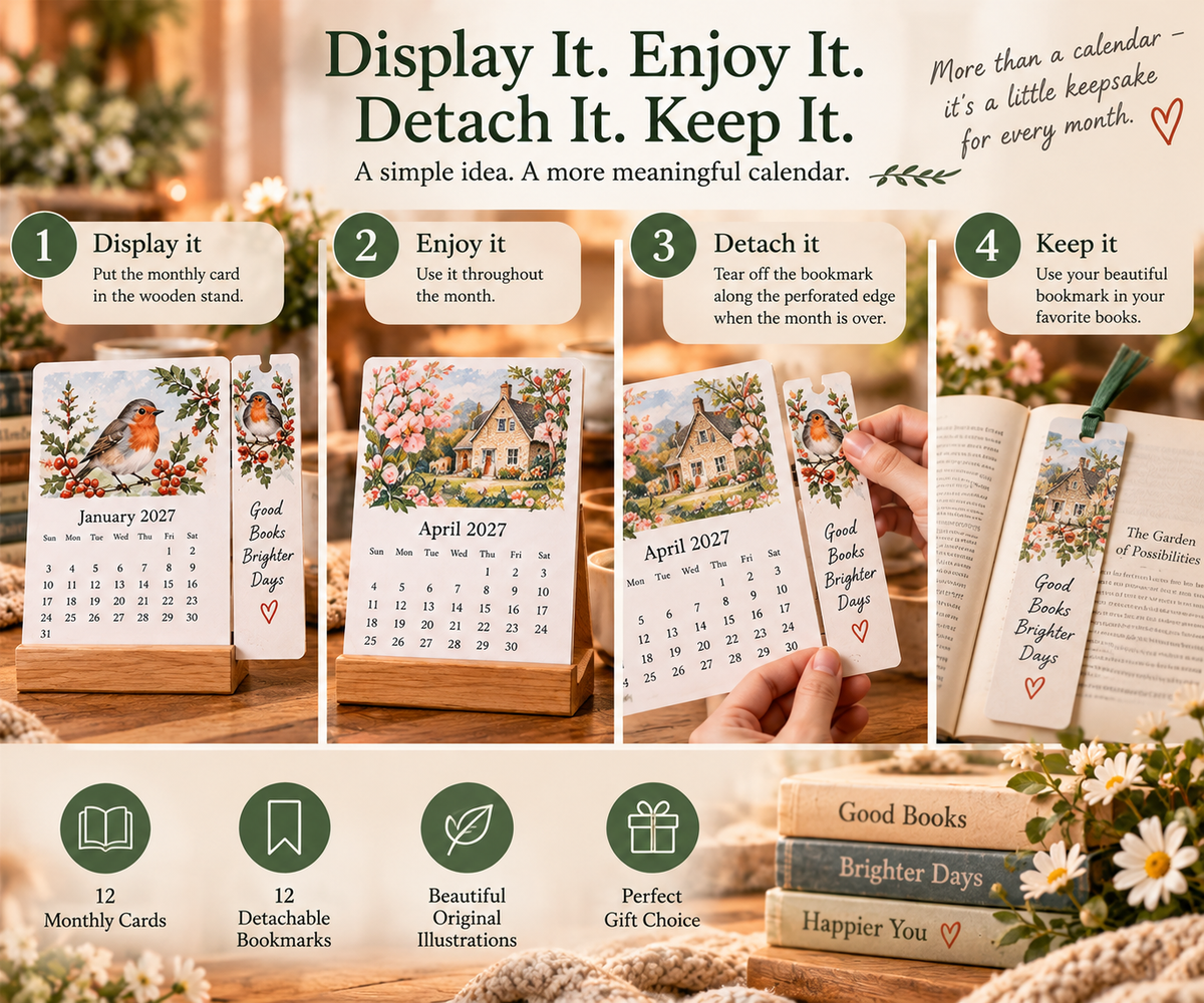 🌸 2027 A Year of Little Keepsakes – 12-in-1 Bookmark Calendar