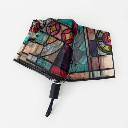 Vintage Stained Glass Automatic Umbrella