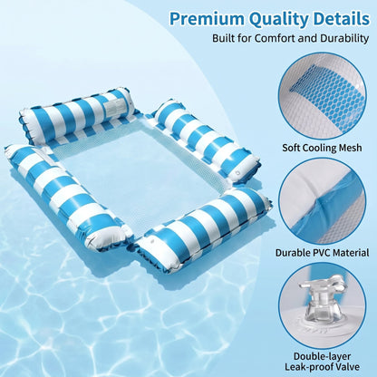🛟(With air pump!!)🔥4-in-1 Inflatable Water Hammock – Pool Floating Lounge Chair & Swimming Bed