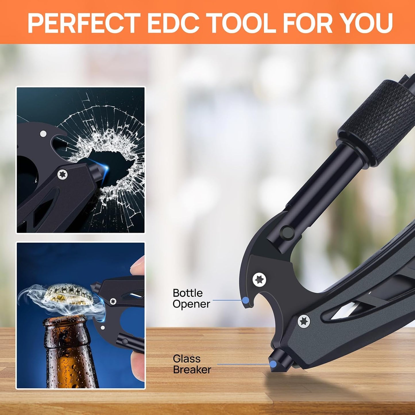 💥All-in-One Carabiner Multi Tool – Compact EDC Keychain with Knife & Screwdriver