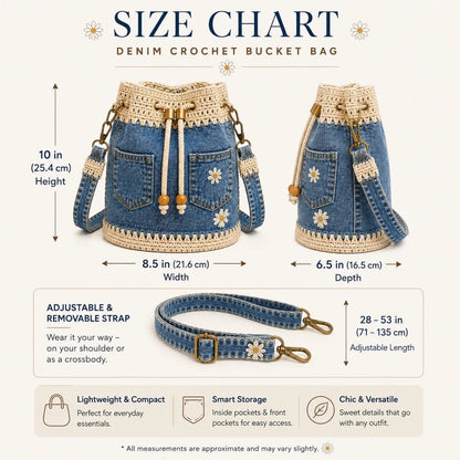 🔥HOT SALE 40% OFF✨👜Handmade Denim Crochet Bucket Bag