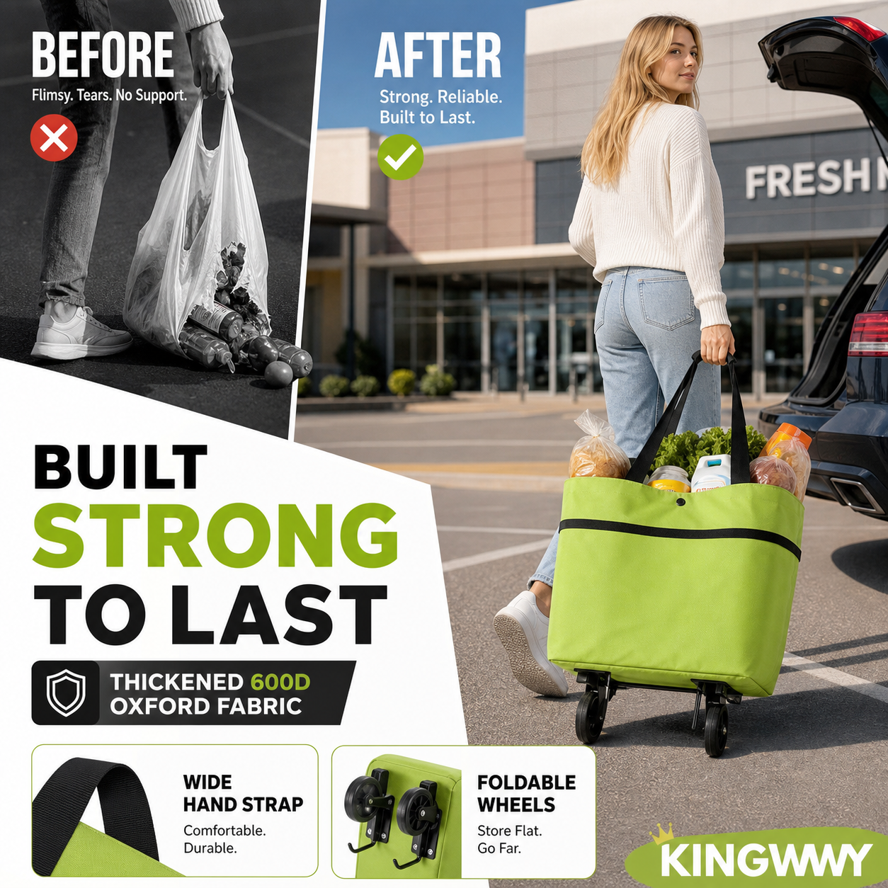 📢📢49% OFF !! ⏰2-in-1 Foldable Shopping Cart