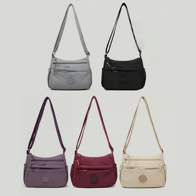 Solid Color Fashionable Multi-pocket Zipper Crossbody Bag
