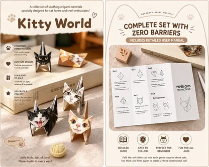 🐱 Kitty World 3D Cat Origami Kit – 15PCS / 60PCS Fold-Your-Own Cat Collection