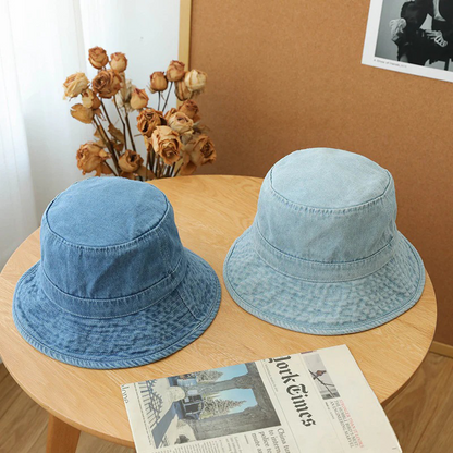 Washed Denim Bucket Hat – Stylish UV Protection Hat