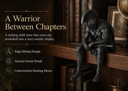 ⚔️ Ancient Greek Warrior Shelf Sitter – Unique Bookshelf Decor
