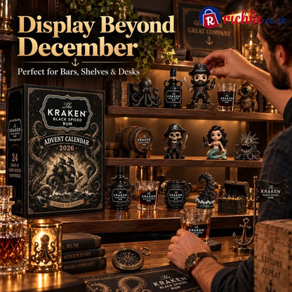 24-Day Kraken Rum Mini Bottle Advent Calendar Set for Holiday Bar Table Display Rum Lover Collectible Gift Christmas