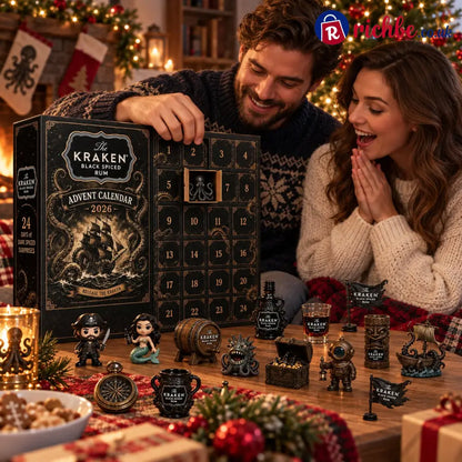 24-Day Kraken Rum Mini Bottle Advent Calendar Set for Holiday Bar Table Display Rum Lover Collectible Gift Christmas