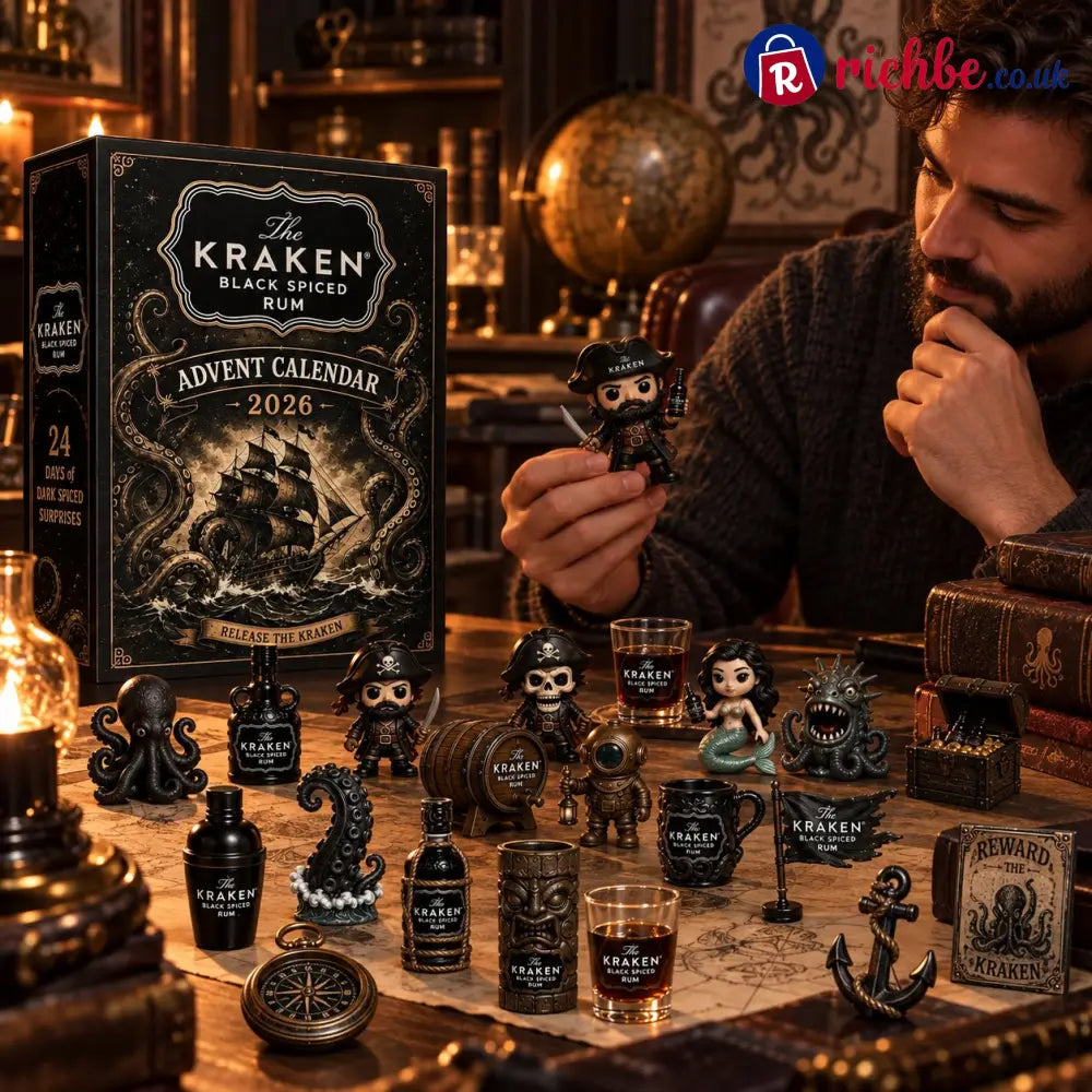 24-Day Kraken Rum Mini Bottle Advent Calendar Set for Holiday Bar Table Display Rum Lover Collectible Gift Christmas